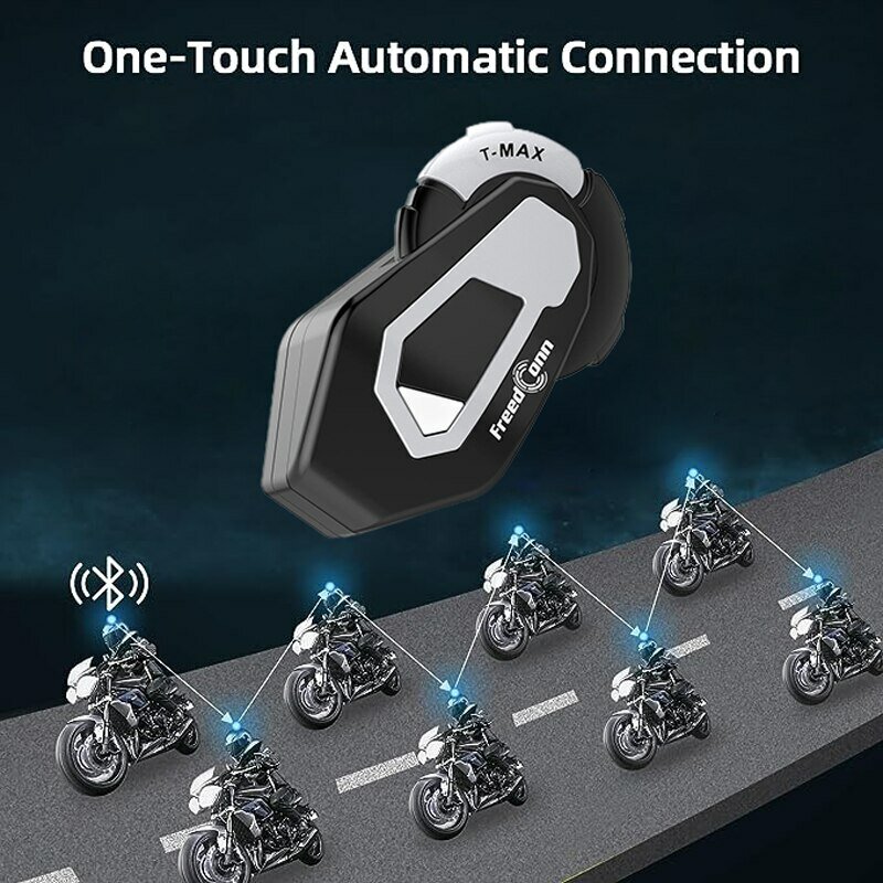Freed conn t max helm intercom motorrad bluetooth 5,0 headsets hands free communicator wasserdicht fm radio 6 fahrer 1000m