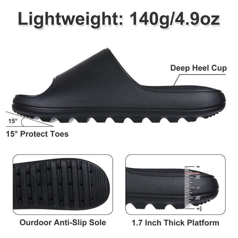 Comwarm 남성용 두꺼운 플랫폼 슬리퍼, 두꺼운 샌들, 남녀공용 비치 슬리퍼, 미끄럼 방지 욕실 슬라이드, 집 신발, 여름 신상