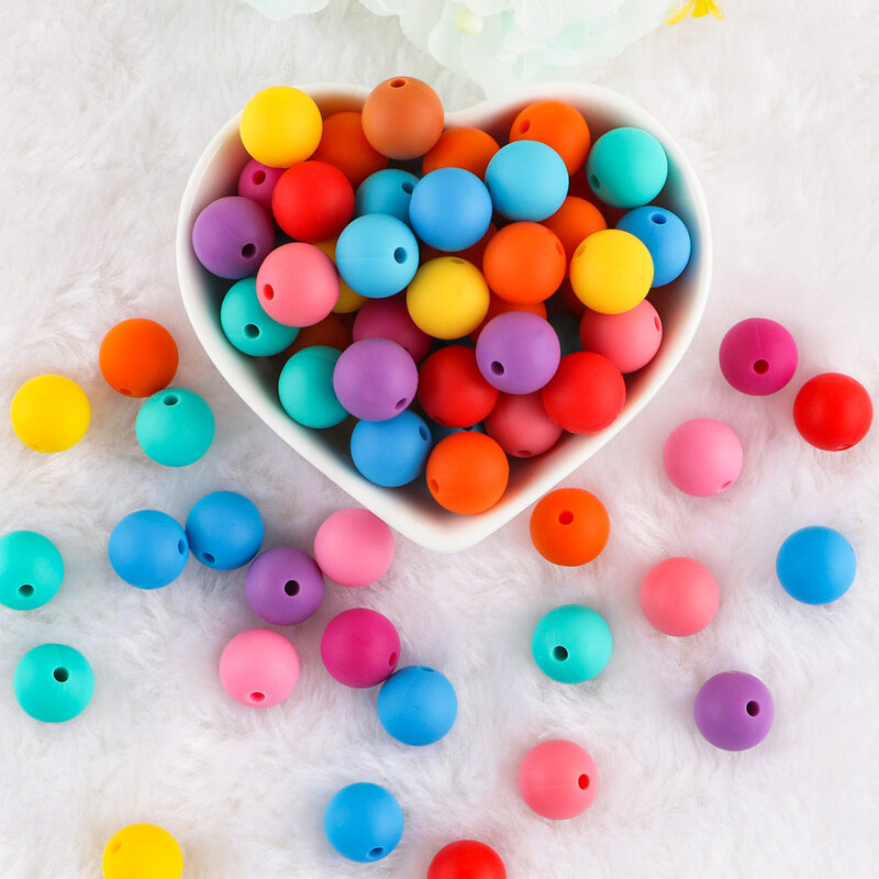 Sunrony-Perles rondes en silicone pour bébé, qualité alimentaire, bijoux de bricolage, sucette, collier, accessoires, 12mm, 20 pièces
