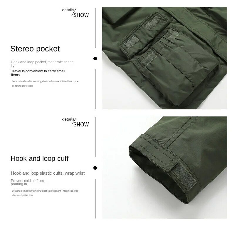 Veste cargo coupe-vent multi-poches pour homme, manteau à manches amovibles, coupe-vent pour moto, printemps, extérieur, document solide, 2024