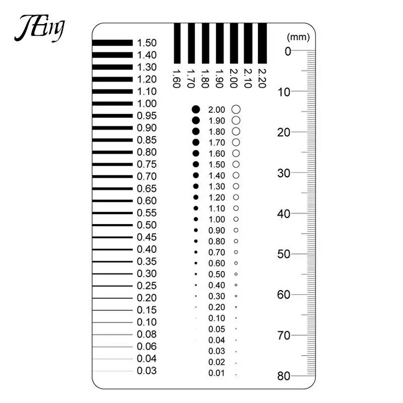 Medidor de insignia de paso de medición, indicador de punto de tarjeta de mancha, regla de película transparente, regla de contraste de grietas de manchas