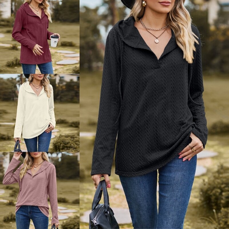 Womens Casual Trekkoord V-hals Pullover Sweatshirt met lange mouwen Herfst Hoodie Pullover Tienermeisjes Fall Y2K-kleding