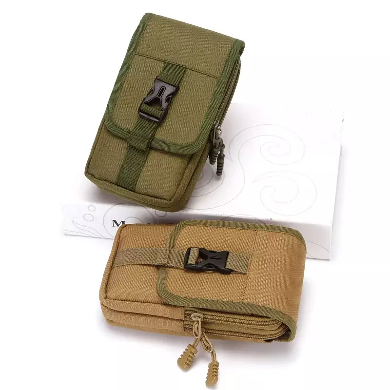 EDC Molle-riñonera de doble capa para hombre, bolso de cintura impermeable para exteriores, bolsa para teléfono, bolsa táctica para acampar y cazar