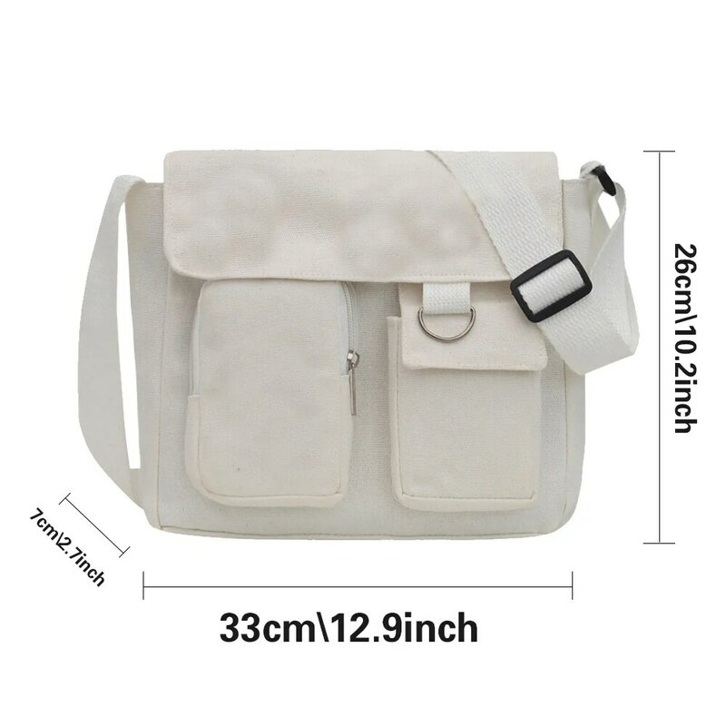 Paint Letter Canvas Shoulder Bags for Youth Casual Ladies Large Capacity Crossbody Bags Solid Handbags Messenger Bags for Women