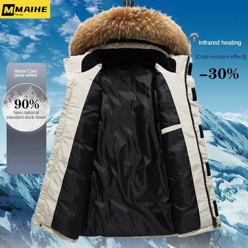 Heren Koude Jas Voor Winter Topkwaliteit Heren Gratis Verzending Witte Eend Down Intensivering Warme Puffer Jassen