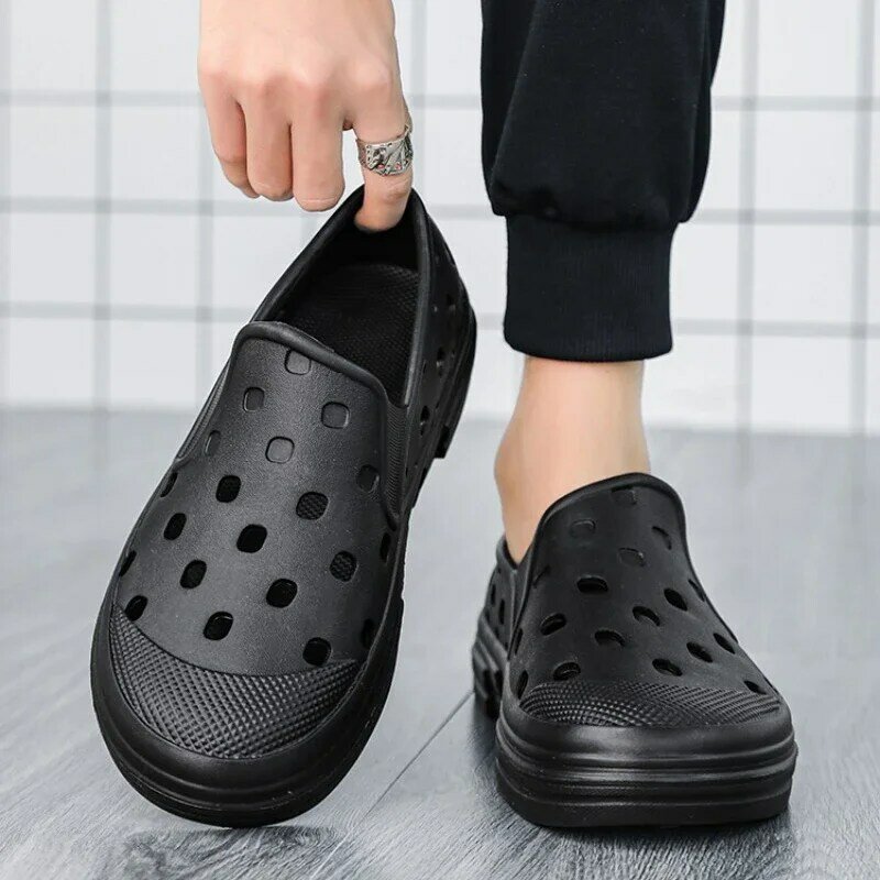 Scarpe da uomo in vendita 2023 scarpe Casual in pelle Slip on di alta qualità primavera Solid Hollow scarpe a prova di acqua con tacco medio traspirante