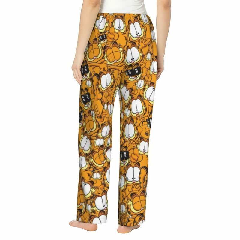 Pantalon de pyjama imprimé personnalisé pour femme, vêtements de nuit, bas de salon avec poches, Manga Garfields, dessin animé, motif de chat Anime