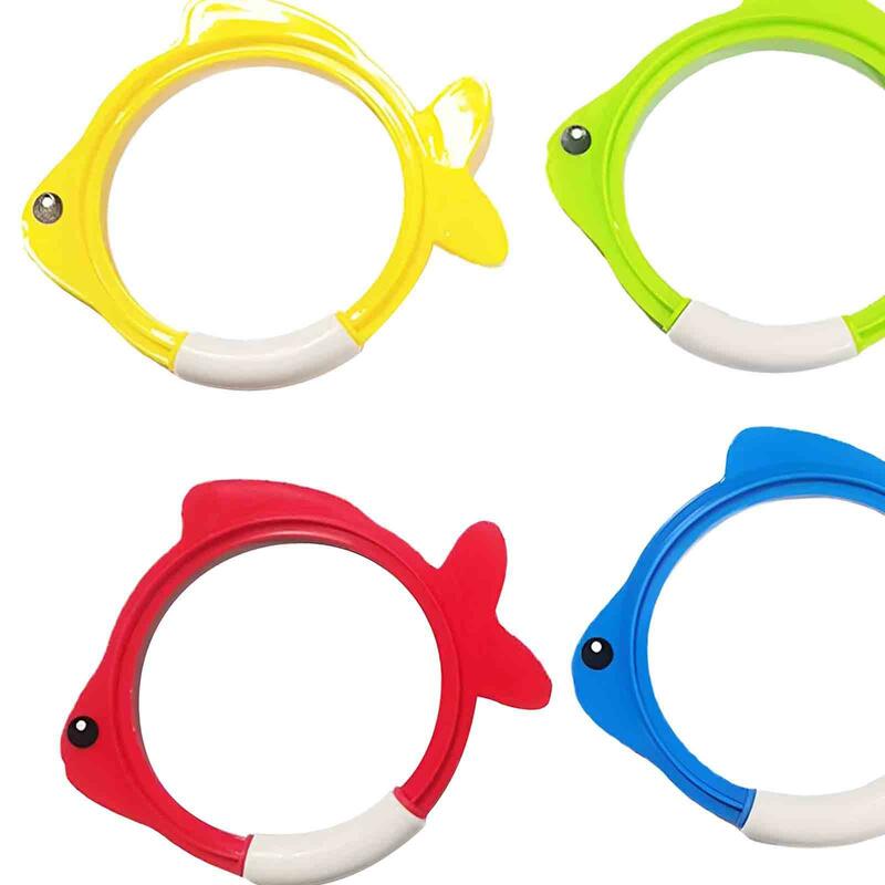 4 kawałki ryby zabawki z pierścieniami sprzęt treningowy podwodne pierścienie do gier dla dzieci