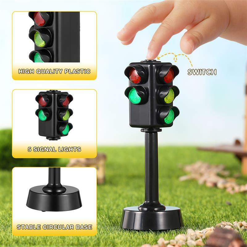 Mini feu de signalisation pour enfants, avec support, rouge, vert, jaune, 2 pièces