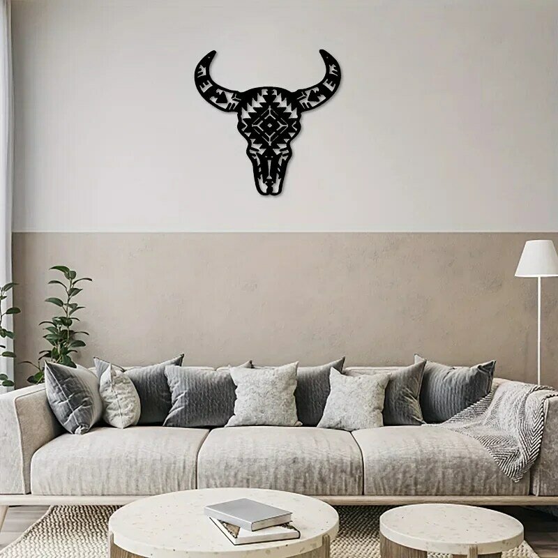 CIFBUY-Vaca Crânio Metal Wall Art, Decoração de interiores, Decoração do escritório, Ferro Hangings, Silhouett, Decoração Livingroom