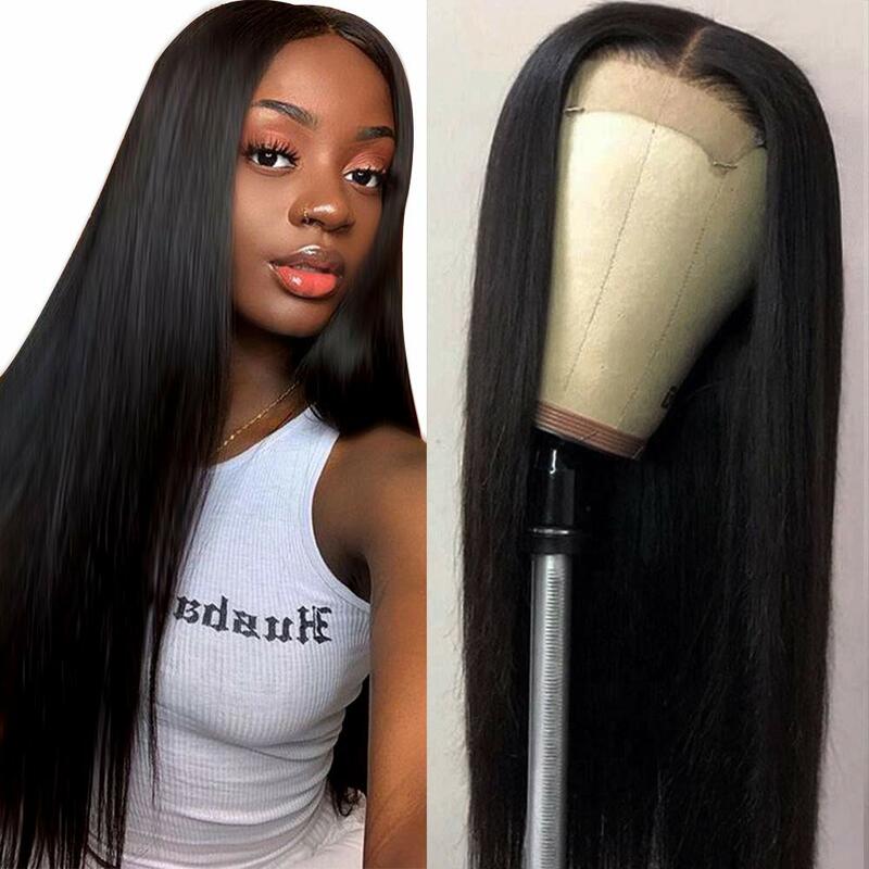 Glueless Wig Human Hair Ready To Wear Straight Hair Glueless Wigs For Women 5x5 Lace Wig 100% Human Hair Wigs Pre Cut Lace Wig