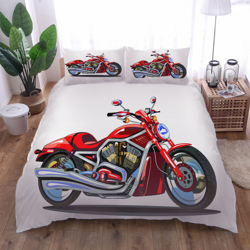 Podwójny zestaw prześcieradeł 3 sztuki 3D sportowy fajny motocykl zestaw pościeli kołdra kołdra pokrowiec łóżko dla dzieci prezent urodzinowy