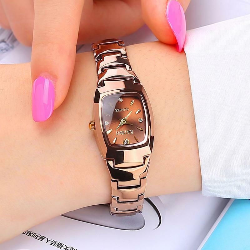 Montre-Bracelet de luxe en cristal pour femmes, à Quartz, en acier et diamant, de marque supérieure, à la mode
