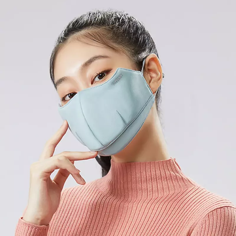 Ohsunny kobiety zimowe wiatroszczelne pyłoszczelne utrzymuj ciepła maska ochrona przed słońcem 3D jednokolorowe otwarte oddychające 2 warstwy kolarstwo maska