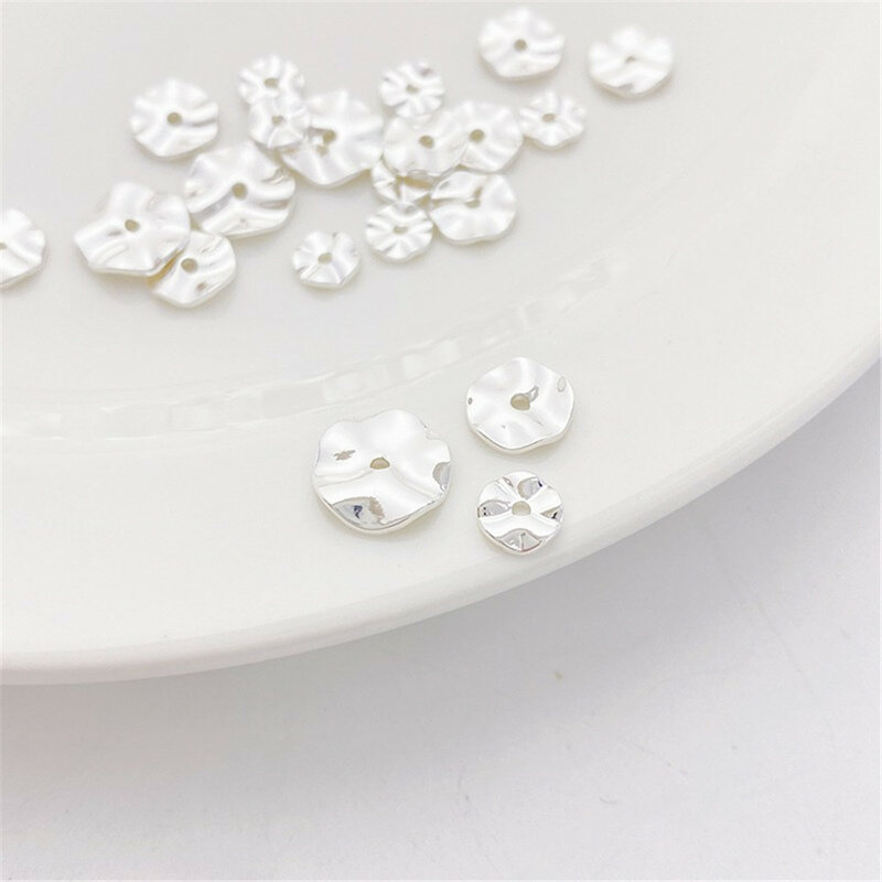 Pack 925 Thick Silver Corrugated Spacer Beads Handmade Diy Beaded Bracelet Necklace Jewelry Material Accessories L333