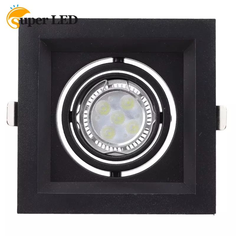 LED Recessed Ceiling Panel Down Lights Lamp Fixture Square White Black GU10 Spotlight Frame
