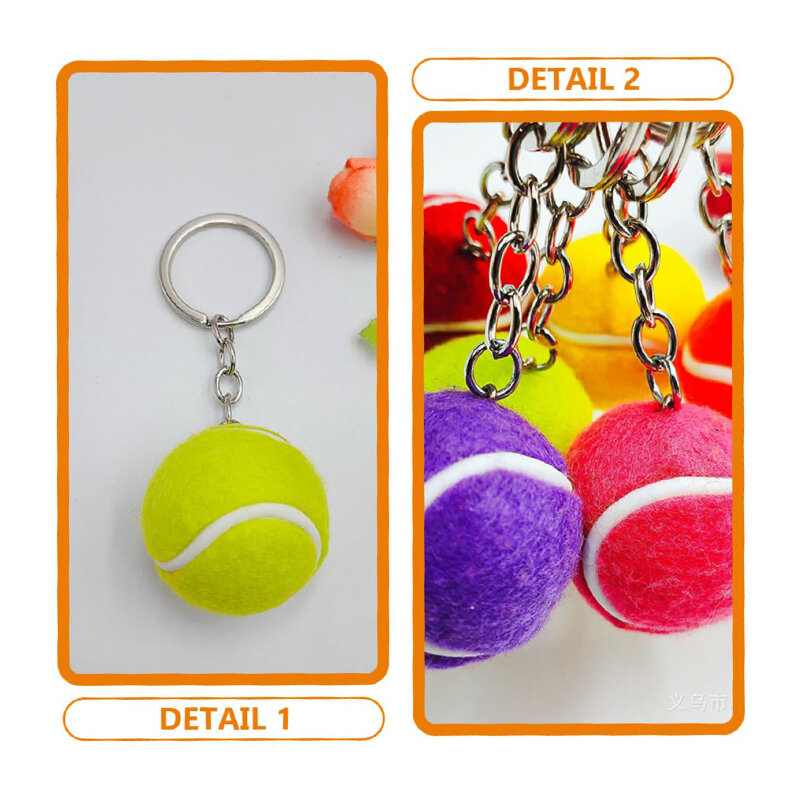 12Pcs Tennis Keychain Purse Charm Football Key Chain Ball Sack Keychain Sports Tennis Ball Keyring Sports Keychains