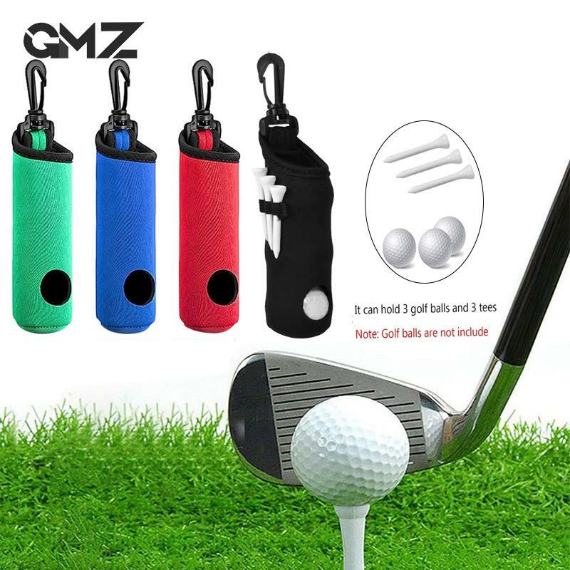 Bolsa portátil para pelotas de Golf, bolsa de almacenamiento para 3 bolas de Golf, Clip para cinturón de cintura, 1 piezas
