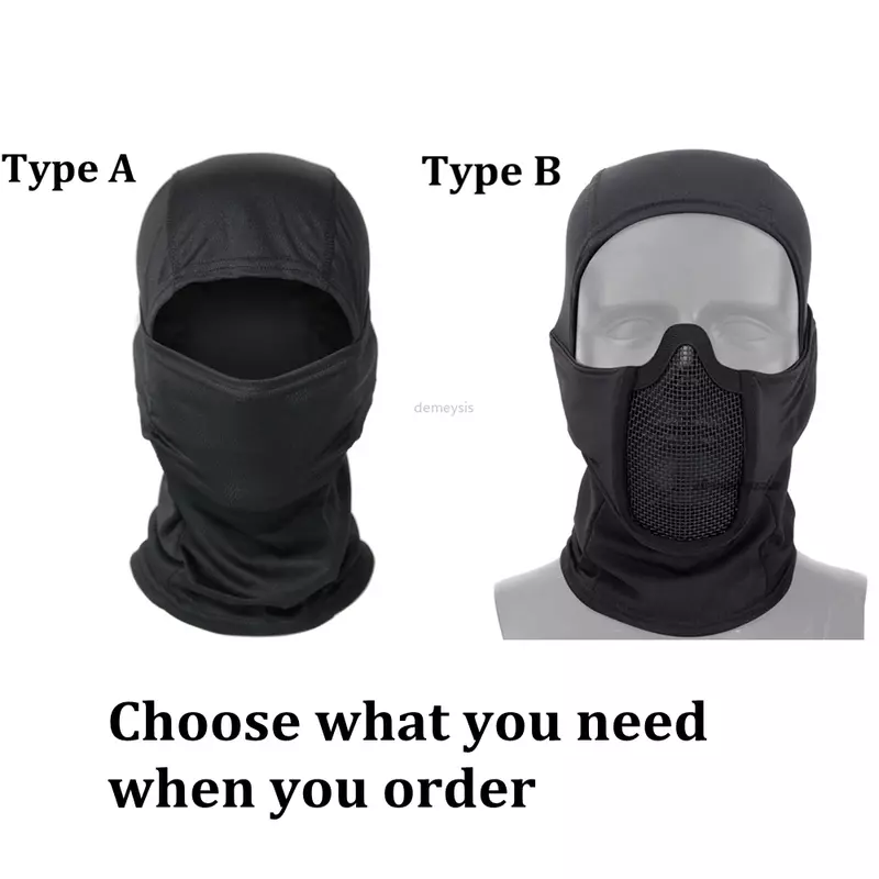 Máscara tática completa para motocicleta, boné Balaclava, chapelaria Airsoft e Paintball, malha metálica, máscara protetora de caça
