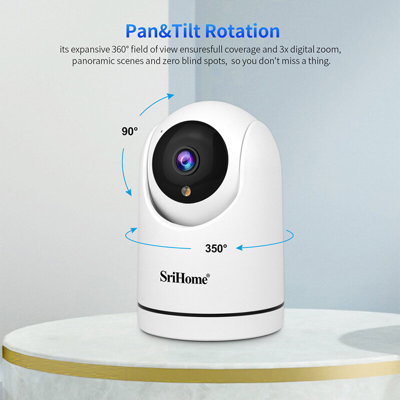 Srihome 1080P Smart Mini WiFi IP Camera Indoor Wireless Security Home CCTV telecamera antifurto di sorveglianza 2MP con tracciamento automatico