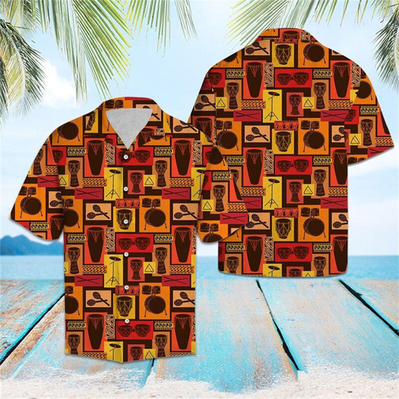 Kurzarm Hawaii Hemden Herrenmode Shirt Afrika Stil Muster Bluse Hawaii Strand weibliche Kleidung Urlaub Camisas männlich