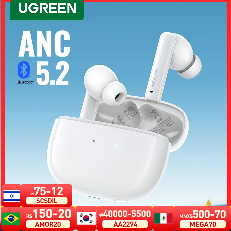 【Nowość】 ugreen HiTune T3 ANC bezprzewodowy TWS Bluetooth 5.2 słuchawki, aktywna redukcja szumów, mikrofony douszne słuchawki douszne