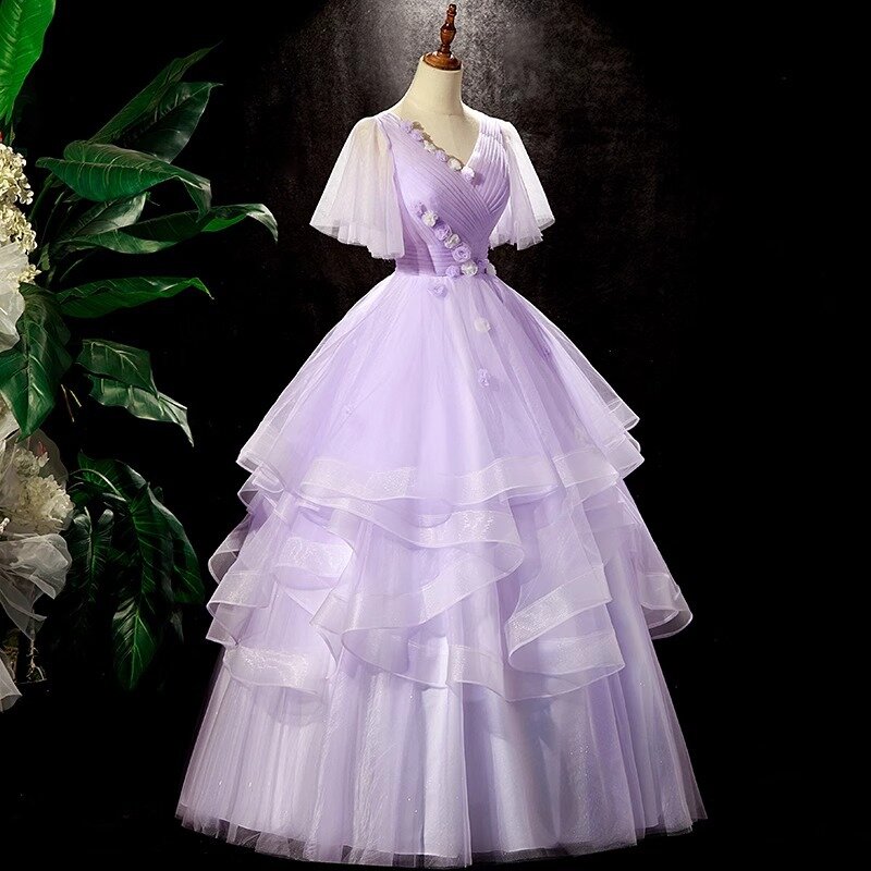 Robes de Quinceanera en tulle avec fleurs 3D, robe de Rh, fête d'anniversaire, tout ce qui est doux, 15, 16