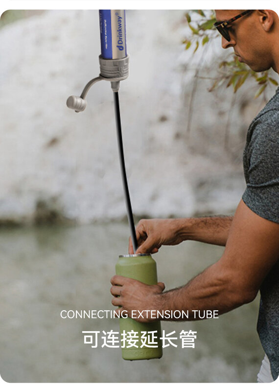 Portátil Água Purificador Ferramenta, Individual Sucção Tubo, Filtro Fonte, Outdoor Camping, Sobrevivência