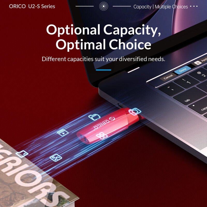 ORICO-unidad Flash USB 2,0 para almacenamiento externo, Pendrive de 4GB, 8GB, 32GB, 2,0, Color negro y rojo, nueva tendencia