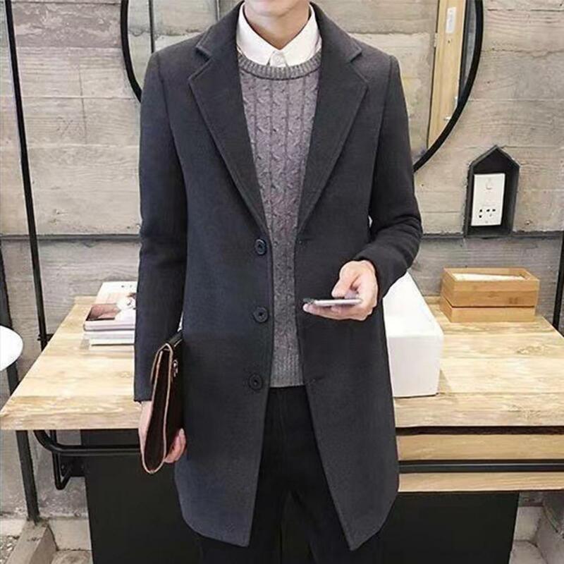 Trench Coats For Men Overcoats Autumn Jacket Long Trench Coat High Quality Slim Fit Solid Color Men Coat Single-Breasted Jacket