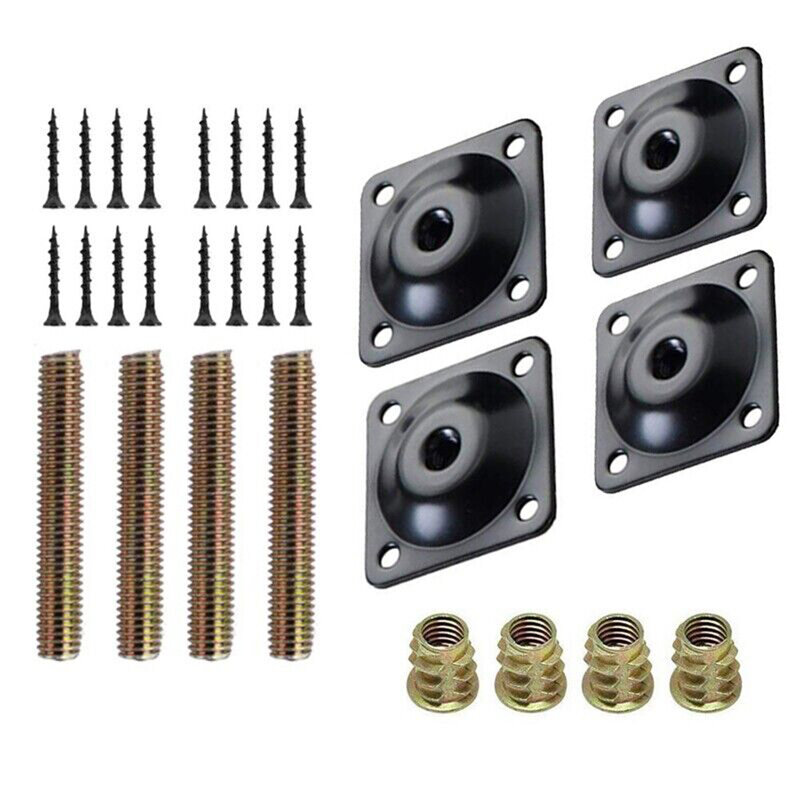 Colour Furniture Leg Mounting Plates Furniture Leg Mounting Plates Black Plated Surface Of Mounting Plates Screws And Nuts