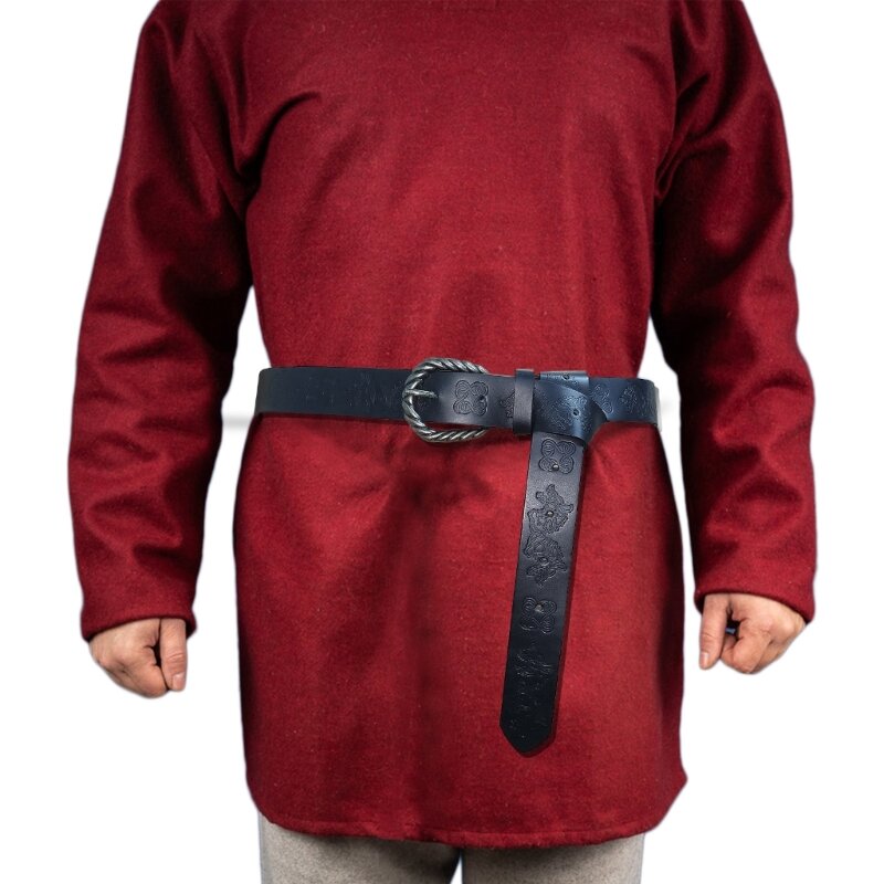 2024 New Medieval Belt for Men Knight Belt Embossed PU Leather Ring Belt Costume LARP Accessories