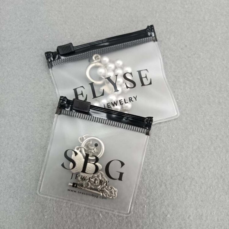 Benutzer definierte Logo Schmuck Ohrringe Halskette Reiß verschluss taschen für PVC gefrostet Zip Lock Beutel Tasche