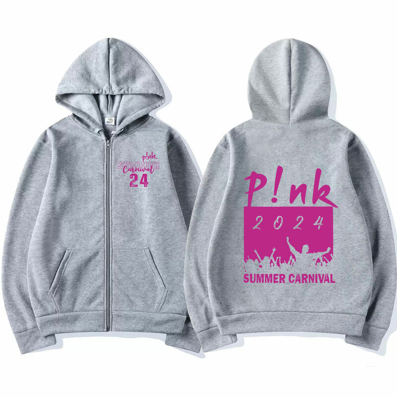 Pink Singer Summer Carnival 2024 Zipper Hoodies Harajuku Hip Hop Pullovers Men Women Zip Up Sweatshirts Streetwear Fans Gift Y2K