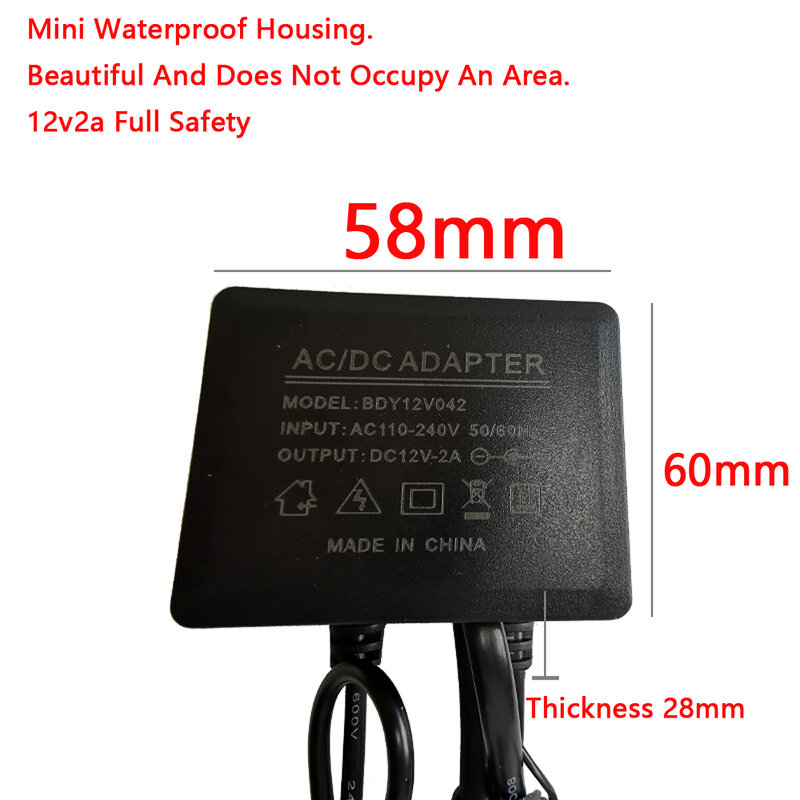 12V2A IP66กันน้ำสำหรับพลังงานกล้อง AC กลางแจ้ง100V-240V อะแดปเตอร์แปลง DC 2000mA LED plug EU US plug 5.5mm x 2.1-2.5mm