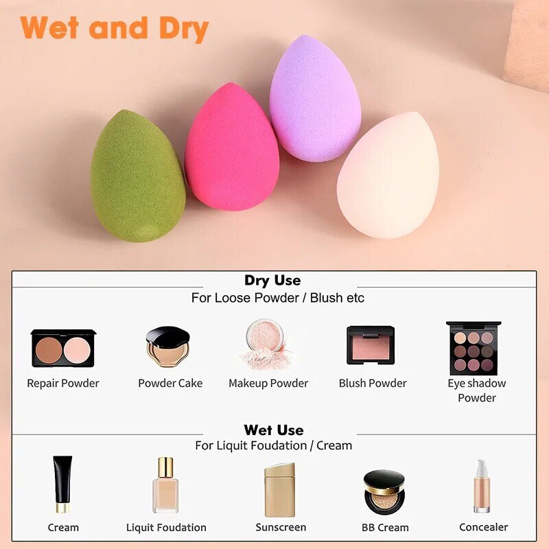 Esponja de huevo para maquillaje, 6 unids/pack, uso húmedo y seco, suave, portátil, cosmética, crema BB, corrector, sombra de ojos, herramientas de maquillaje de belleza Facial