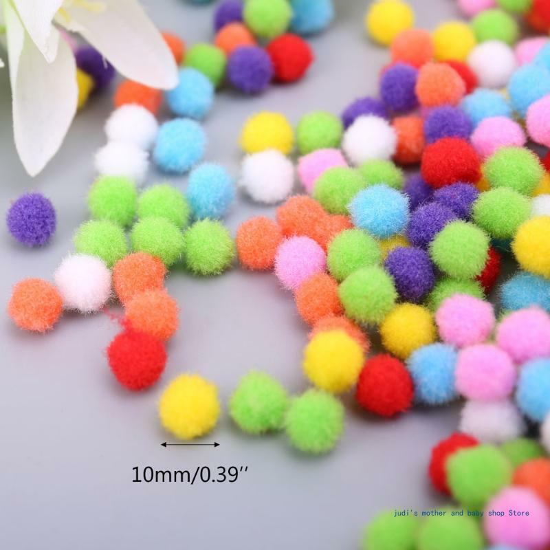 67JC 1000 sztuk Miękkie okrągłe puszyste pompony ręczne Kulki mieszane kolory Pompony 10 mm DIY Craft