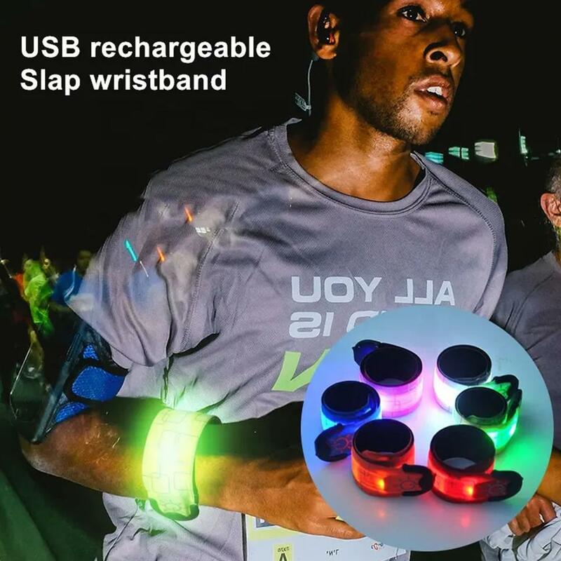 Reflective Night Running Luminous Arm Band Rechargeable LED Luminous Outdoor Armband Warning Luminous Clapping