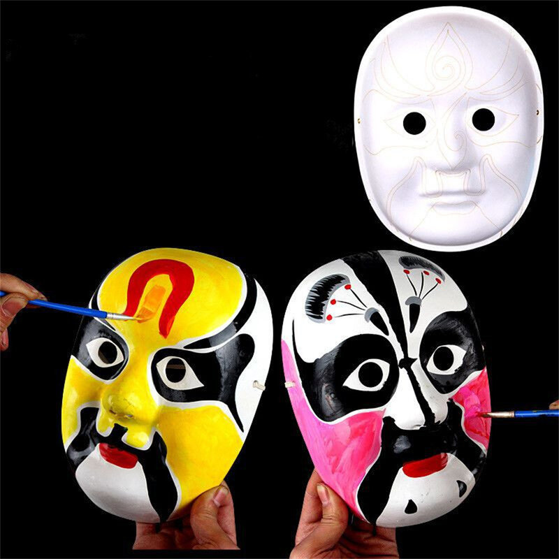 Peking Oper Voll gesichts maske weißes Papier Maskerade Maske DIY handgemalte Maske leere einfache Maske für lustige Party Halloween Party