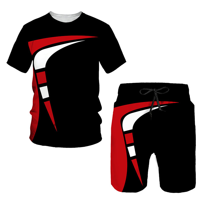 Neue Sommer europäische und amerikanische Herrenmode Casual Sportswear 3D Digitaldruck T-Shirt Shorts Set 2pk plus Größe