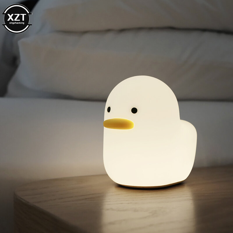 USB Перезаряжаемый ночной фонарь, милая утка, силиконовые ночные светильники, сенсорный датчик, прикроватная лампа для спальни, детский подарок для малышей
