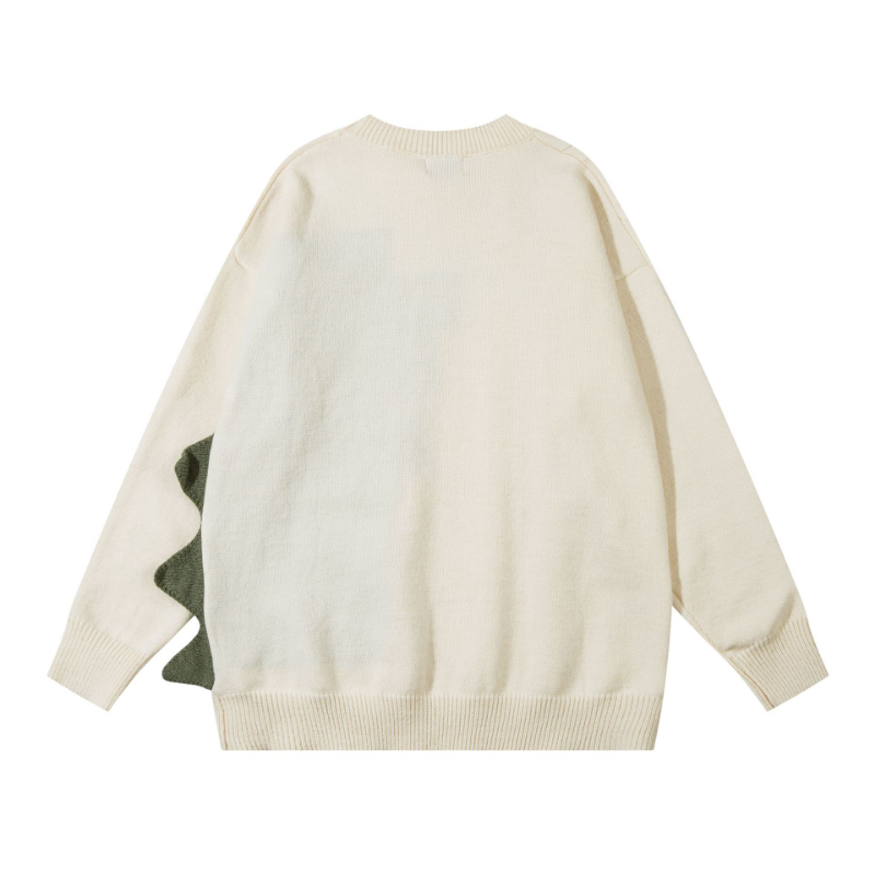 2023 Autumn/Winter New Cartoon Loose Sweater Men's Fashion Brand Long Sleeve Dinosaur Couple Knit T-shirt Round Neck Top