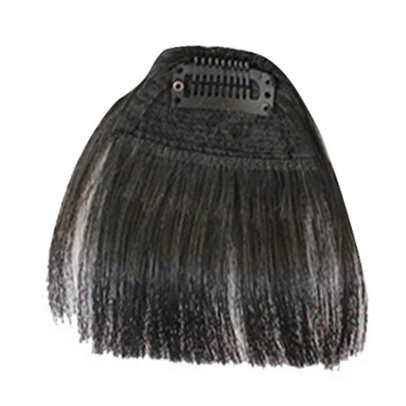 Rambut palsu poni tipis/tebal, alat menata rambut poni palsu, ekstensi rambut sintetis Mini tanpa kelim