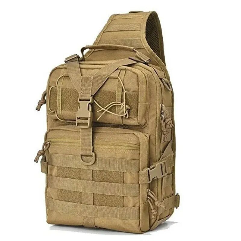 Tas punggung selempang militer taktis, tas bahu selempang kecil Molle, tas berkemah luar ruangan dengan tali yang dapat disesuaikan