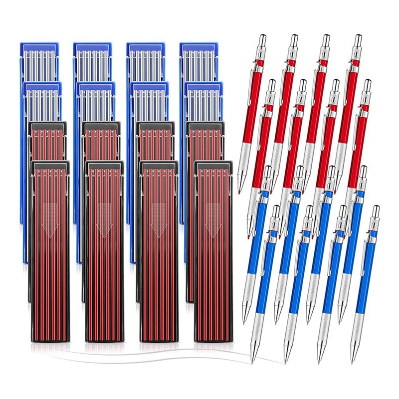Lápis carpinteiro mecânico com recargas redondas, caneta marcador, soldagem ferramenta