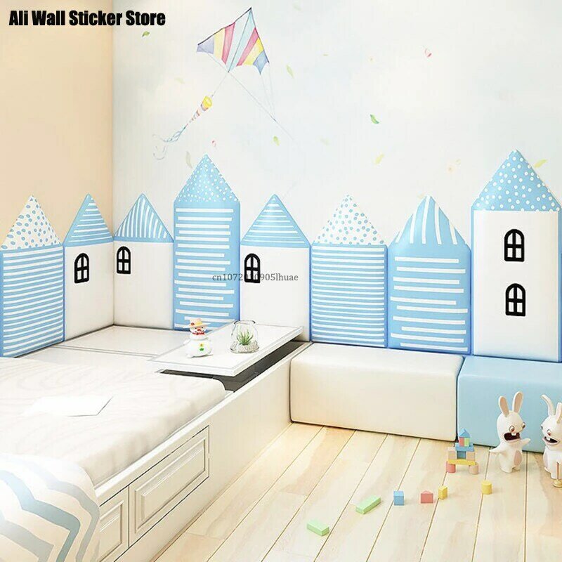 3d Cartoon Houses Self-Adhesive Anti-Collision Soft Wall Stickers Waterproof Wall Decorative Stickers Room Anti-Collision Decor