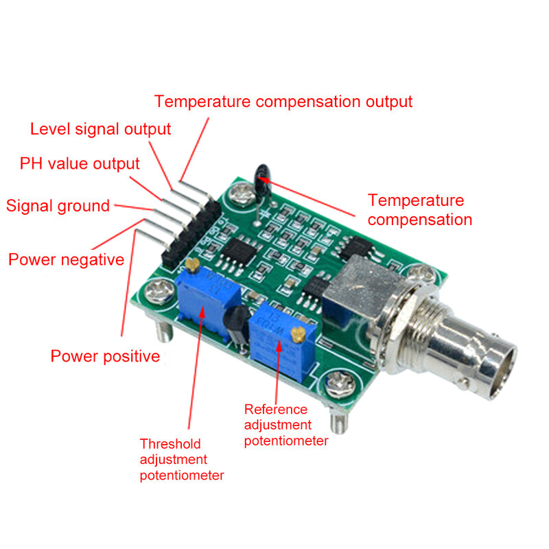 Módulo de Sensor de detección de valor de PH líquido, placa de Control de monitoreo, sonda de electrodo de PH BNC para Arduino