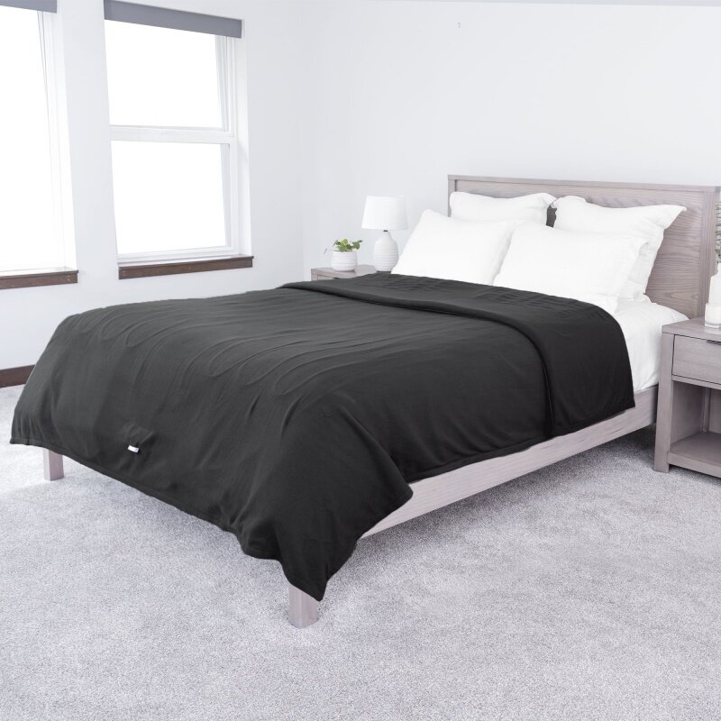 Электрическое одеяло Sunbeam с подогревом, постельное белье, полностью, флис, потрясающий серый