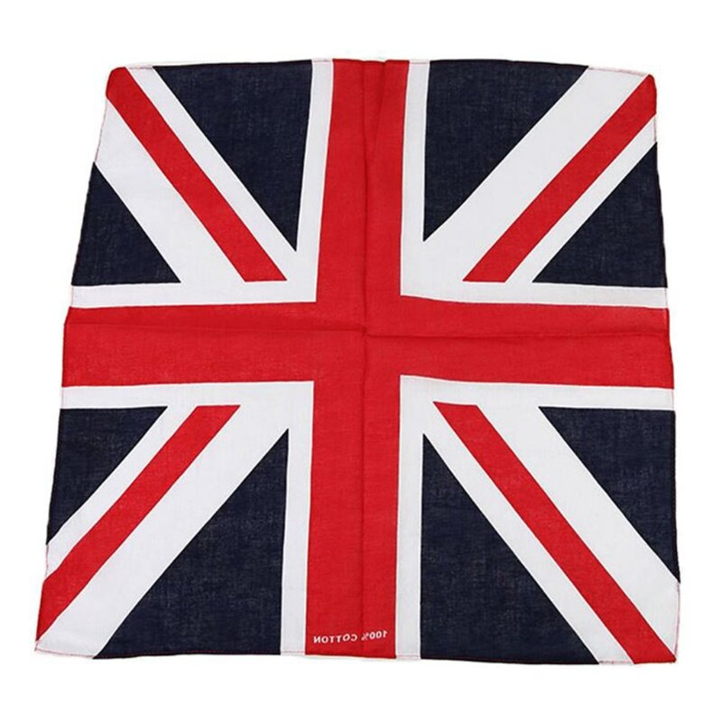 Pañuelo multiusos de algodón Hip Hop, bufanda cuadrada con estampado de Union Jack británica, pañuelo envolvente para mujeres y