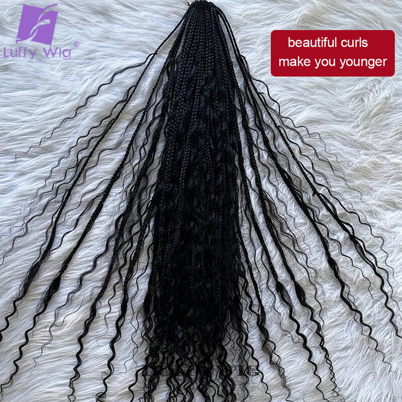 Волосы для вязания крючком, кудрявые человеческие волосы, косы в богемном стиле с человеческими волосами, вьющиеся синтетические волосы для плетения, предварительно Заплетенные волосы для вязания крючком